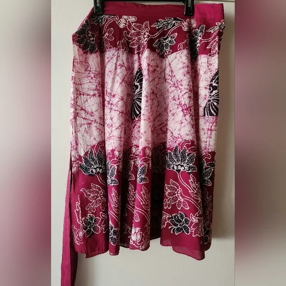 Vintage Batik Wrap Skirt EUC $25 - Picture 4 of 6